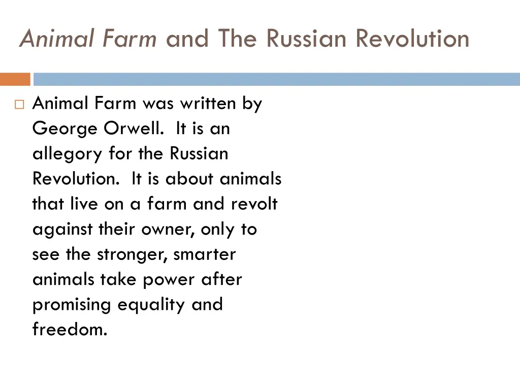 animal farm and the russian revolution