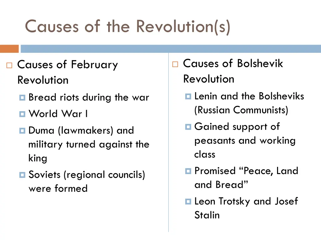 causes of the revolution s