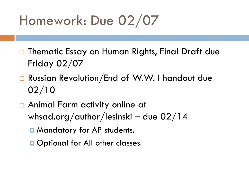 homework due 02 07 1