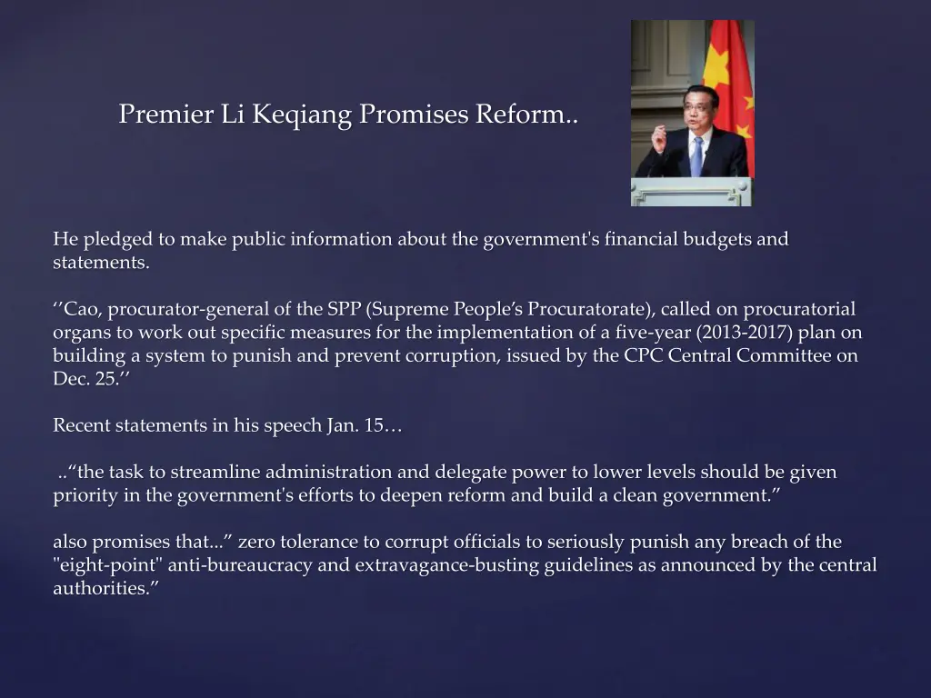 premier li keqiang promises reform