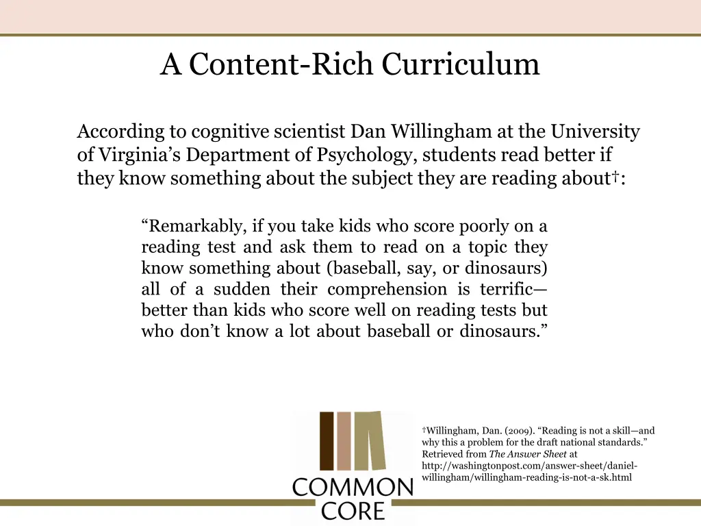 a content rich curriculum