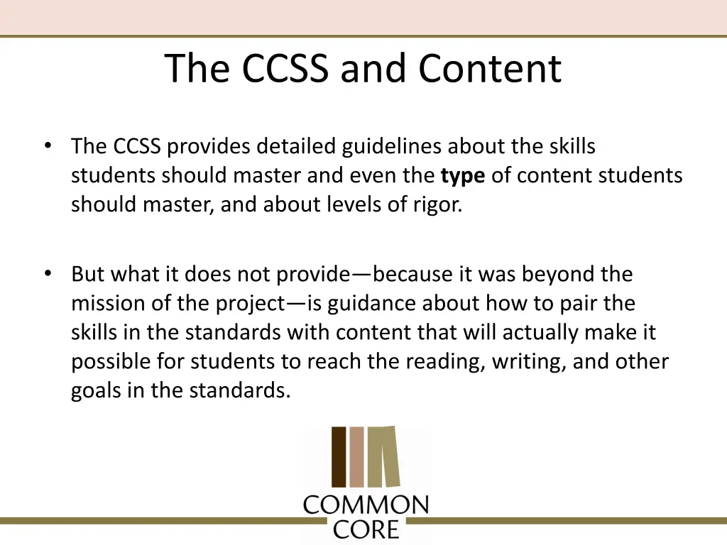 the ccss and content