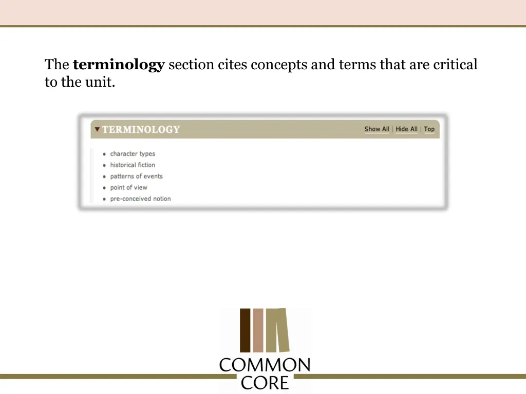 the terminology section cites concepts and terms