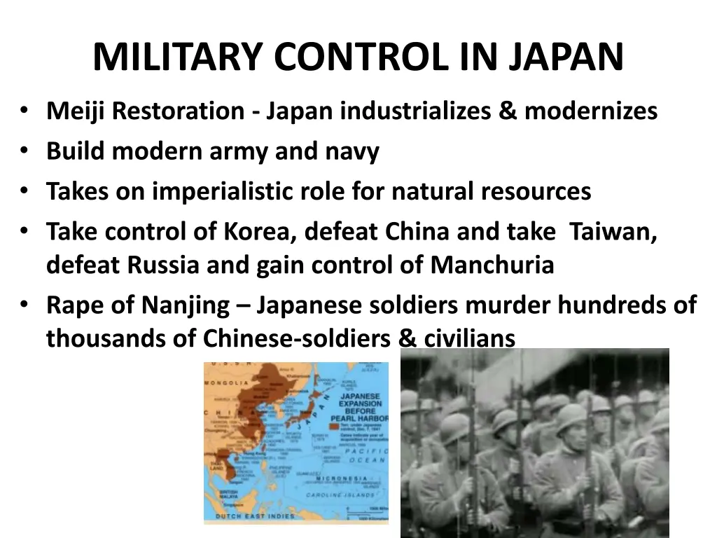 military control in japan meiji restoration japan