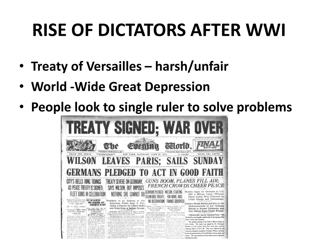 rise of dictators after wwi