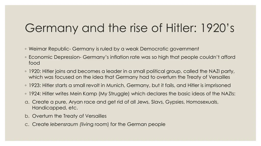 germany and the rise of hitler 1920 s