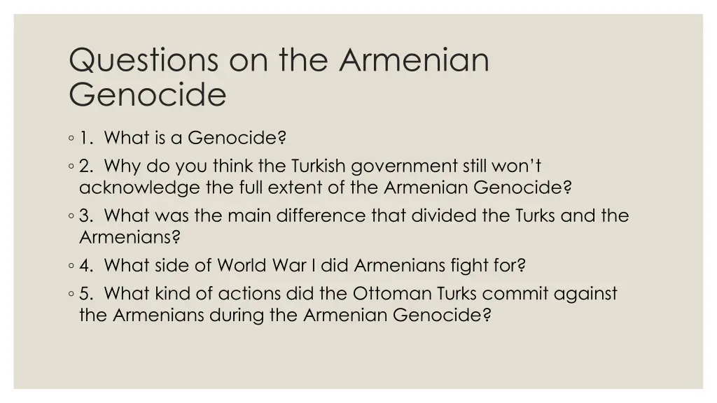 questions on the armenian genocide