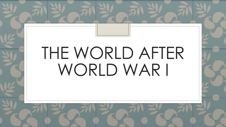 the world after world war i