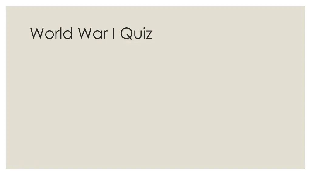 world war i quiz