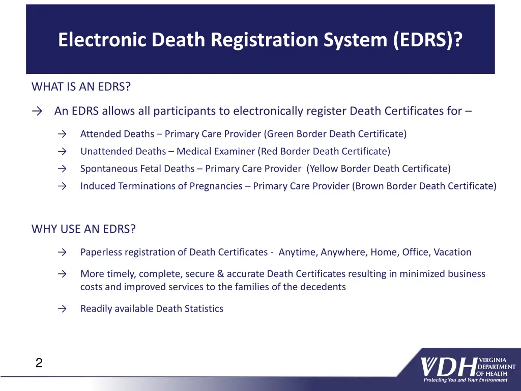 electronic death registration system edrs