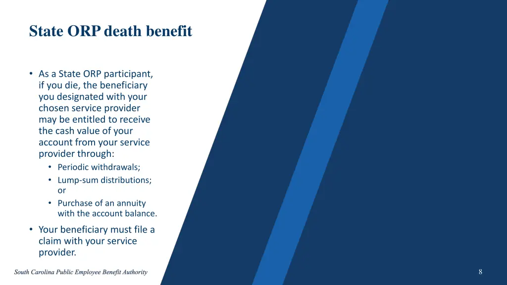 state orp death benefit