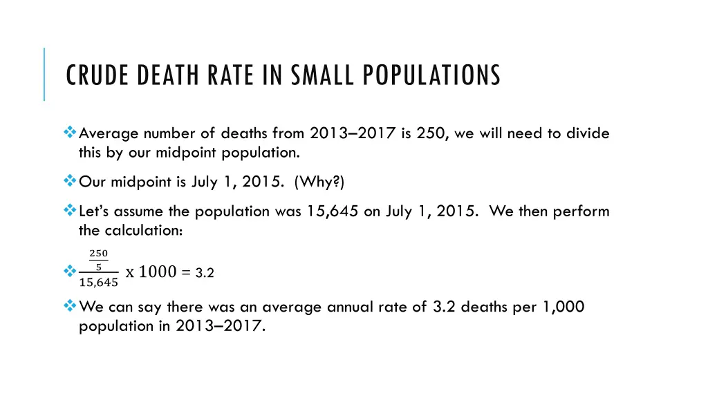 crude death rate in small populations 1