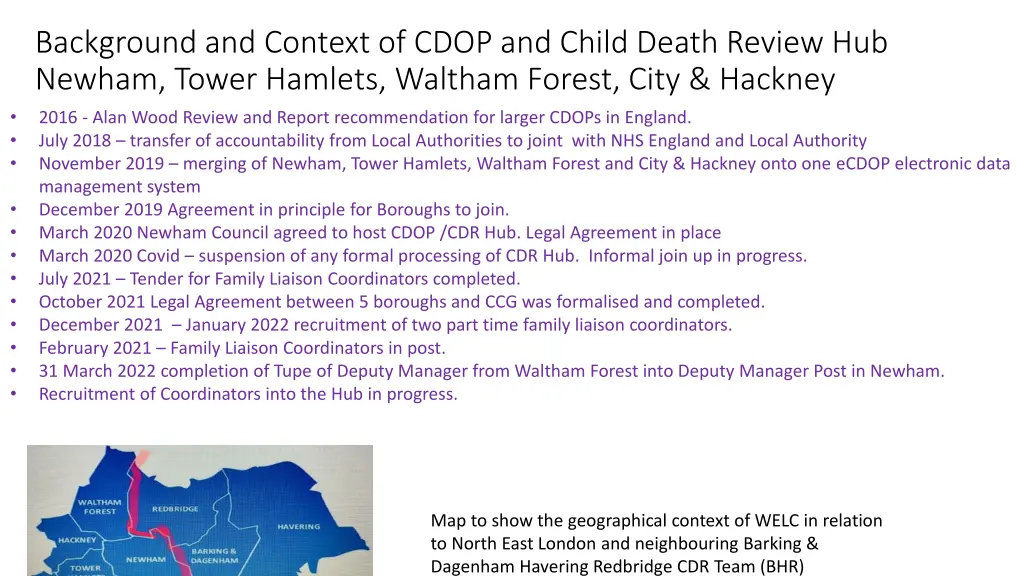 background and context of cdop and child death