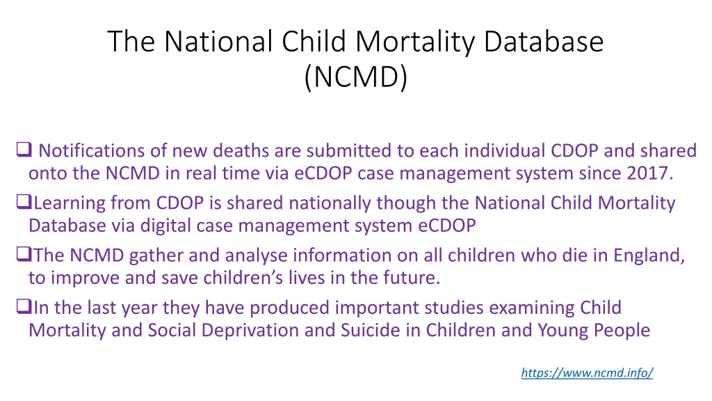 the national child mortality database ncmd