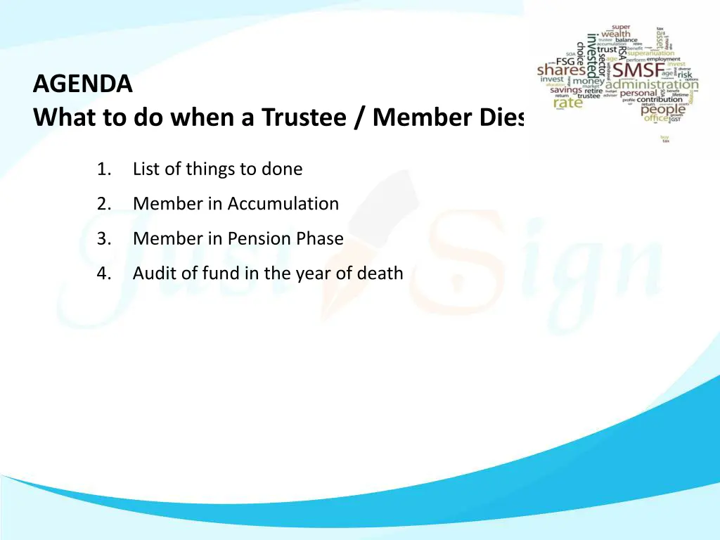 agenda what to do when a trustee member dies