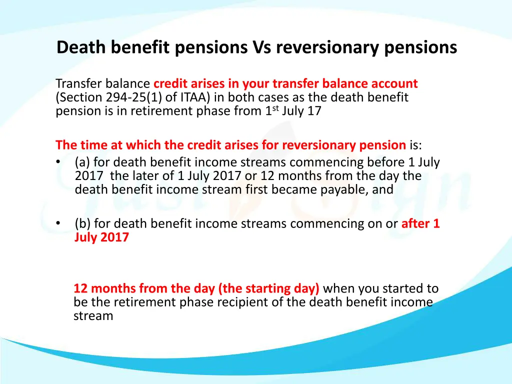 death benefit pensions vs reversionary pensions