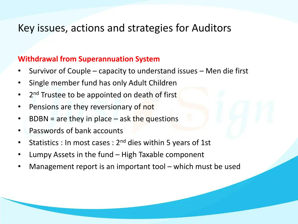 key issues actions and strategies for auditors