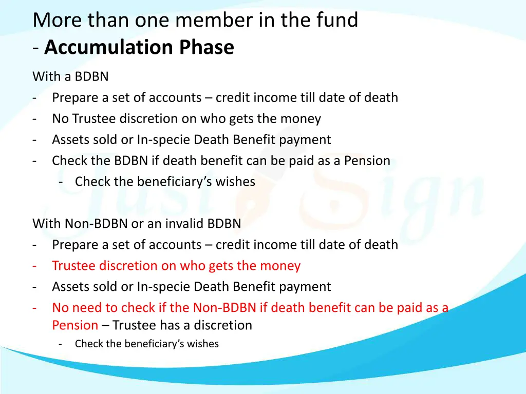 more than one member in the fund accumulation