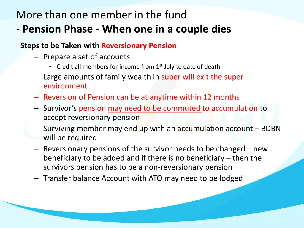 more than one member in the fund pension phase