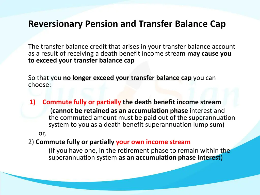 reversionary pension and transfer balance cap