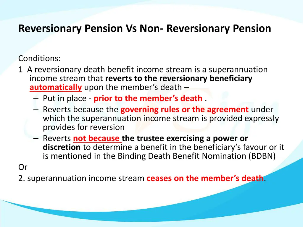 reversionary pension vs non reversionary pension