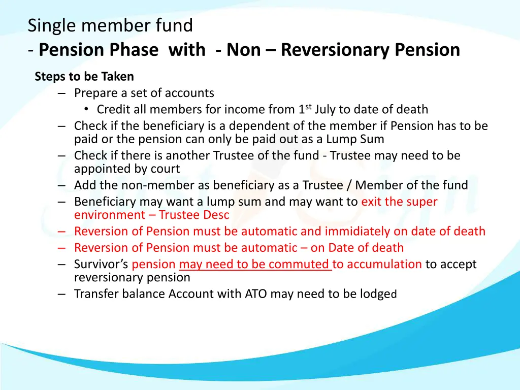 single member fund pension phase with 1