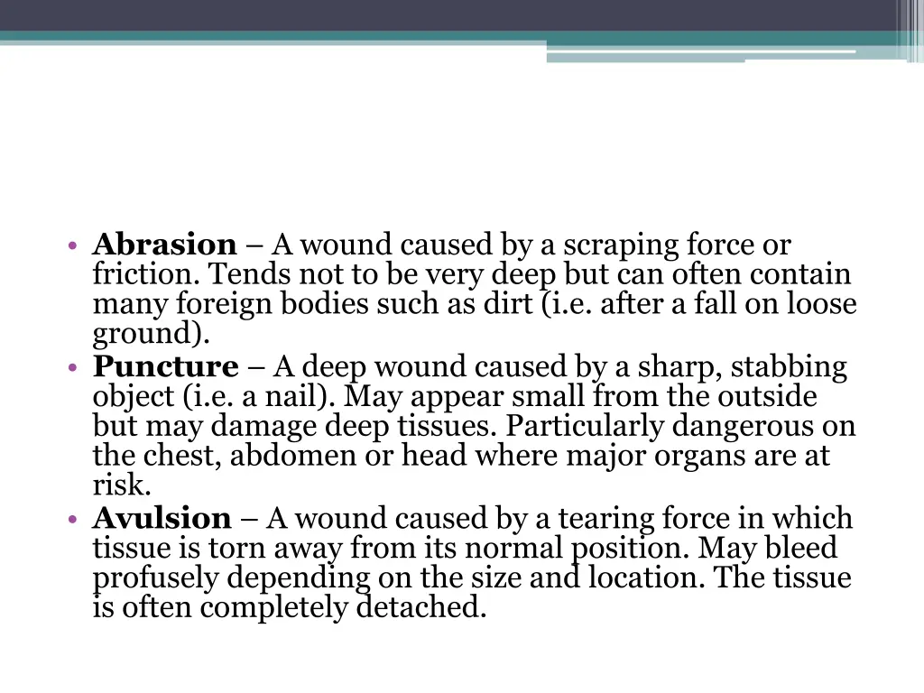 abrasion a wound caused by a scraping force