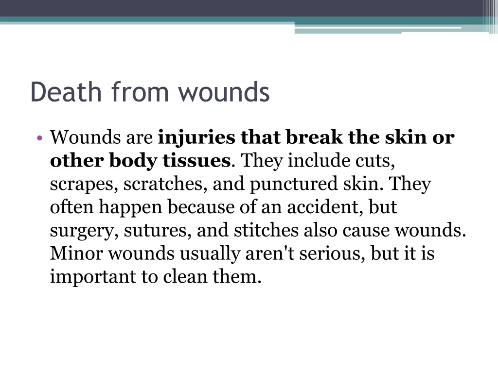 death from wounds