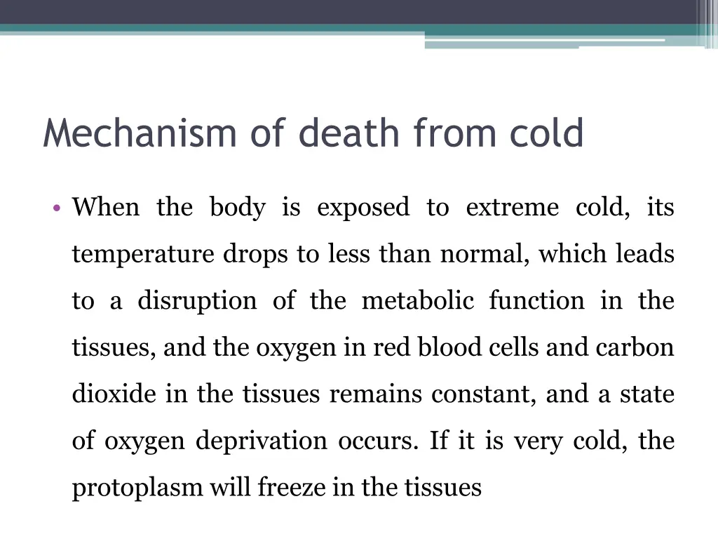 mechanism of death from cold