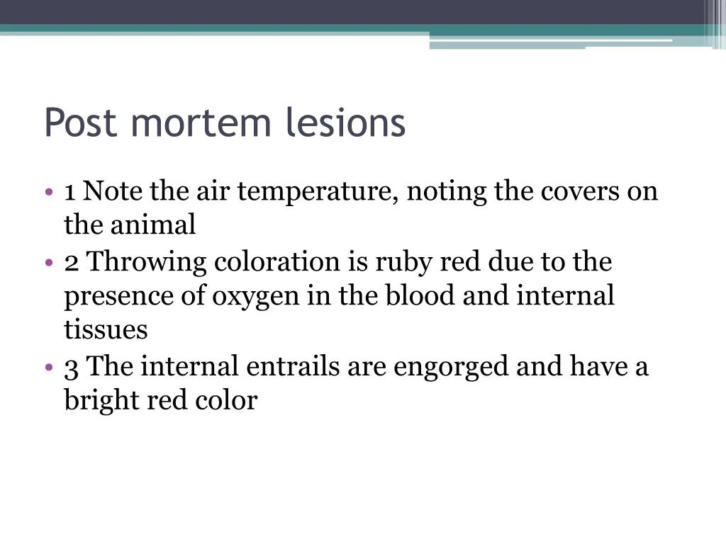 post mortem lesions