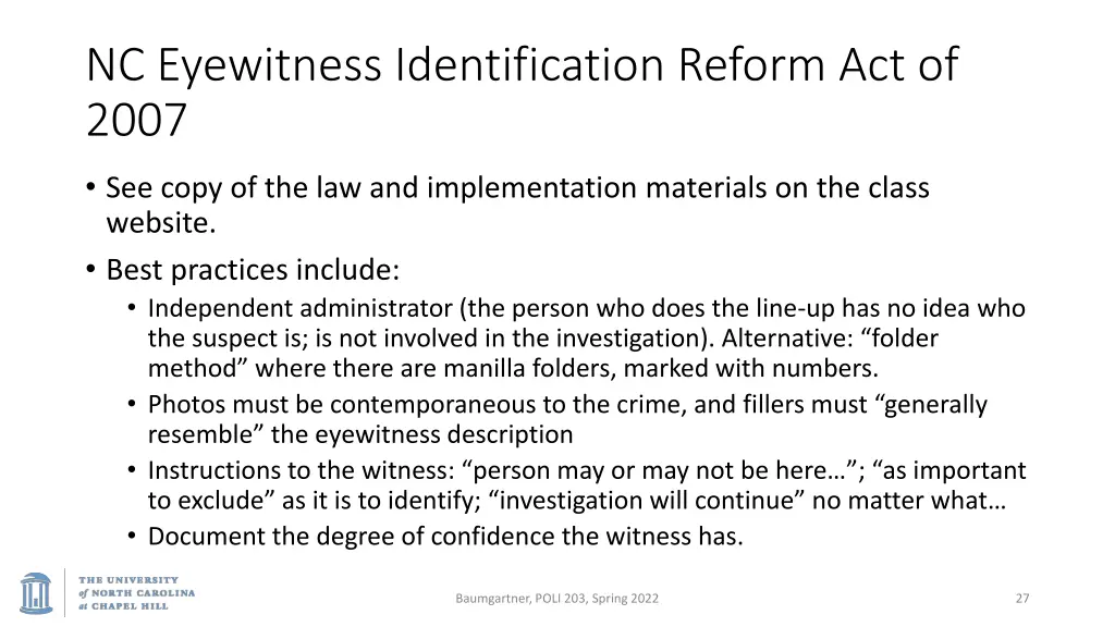 nc eyewitness identification reform act of 2007