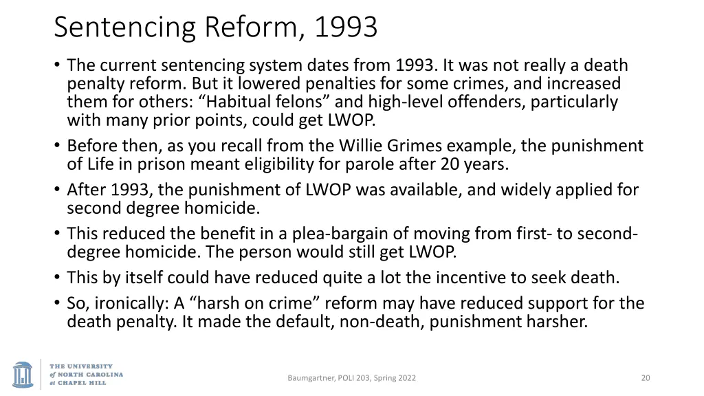 sentencing reform 1993 the current sentencing