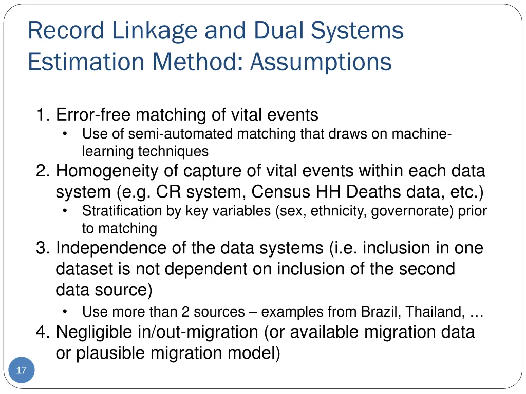 record linkage and dual systems estimation method 1