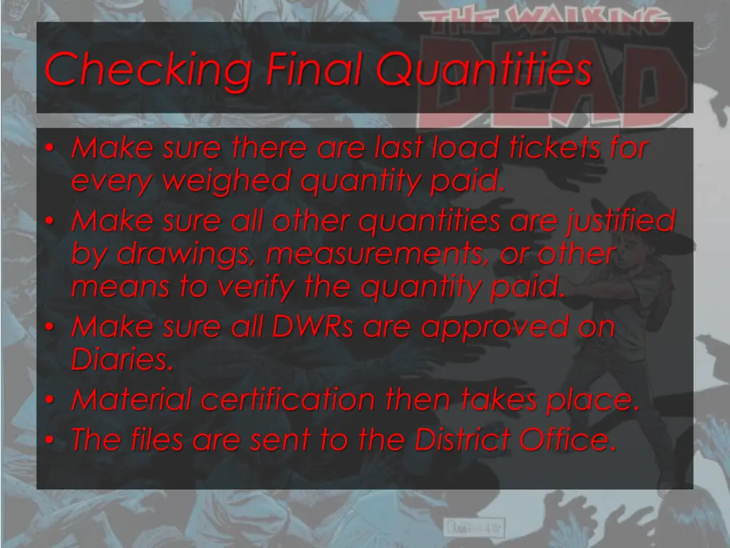 checking final quantities