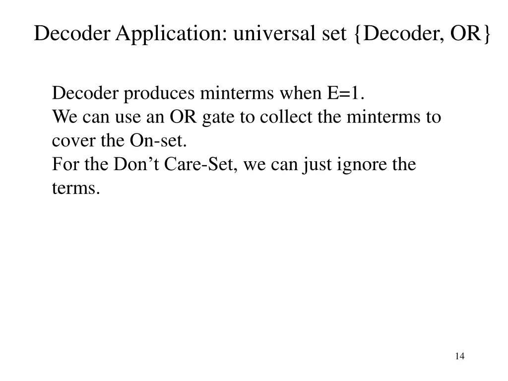 decoder application universal set decoder or 1