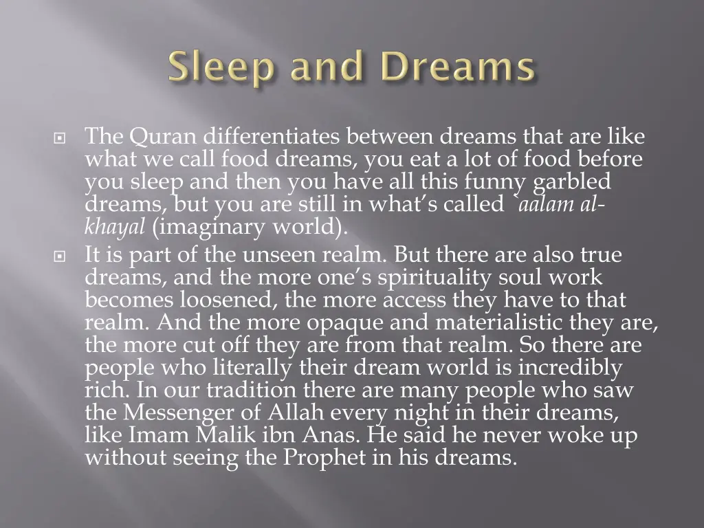 the quran differentiates between dreams that