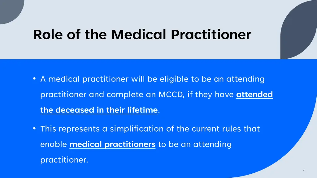 role of the medical practitioner