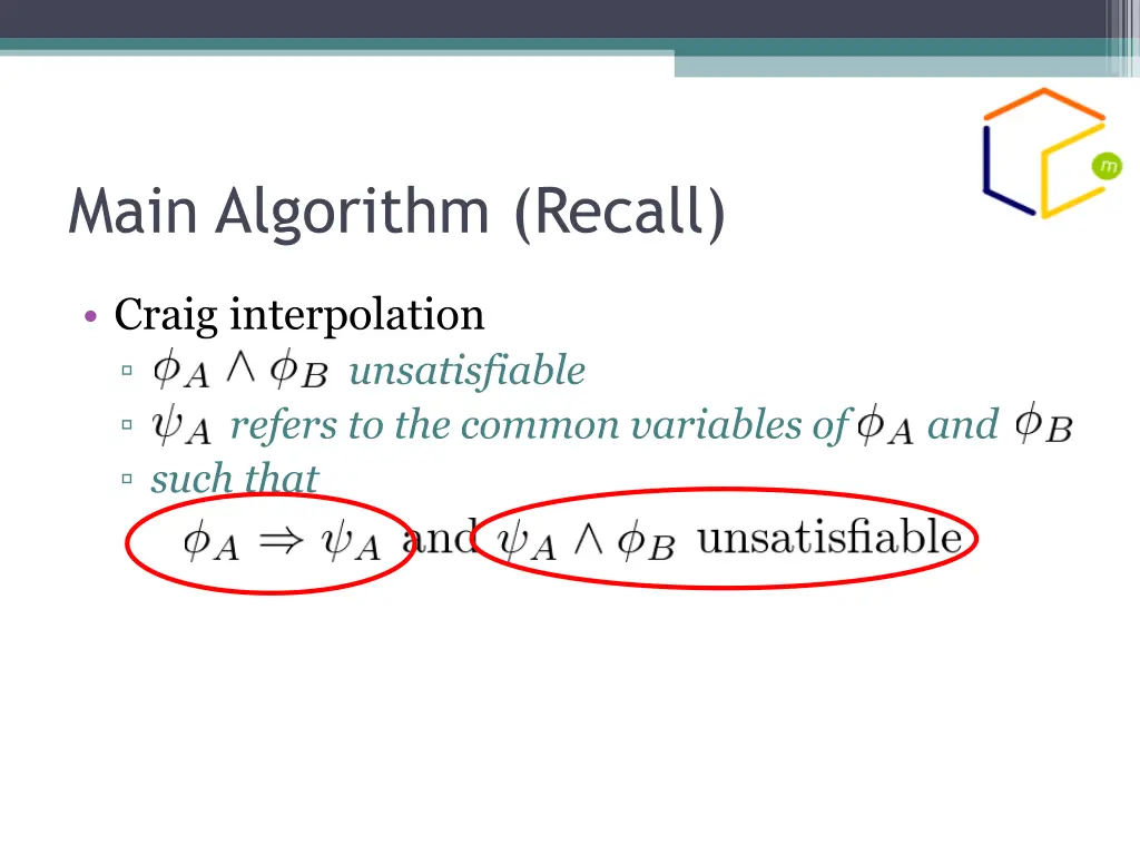 main algorithm recall