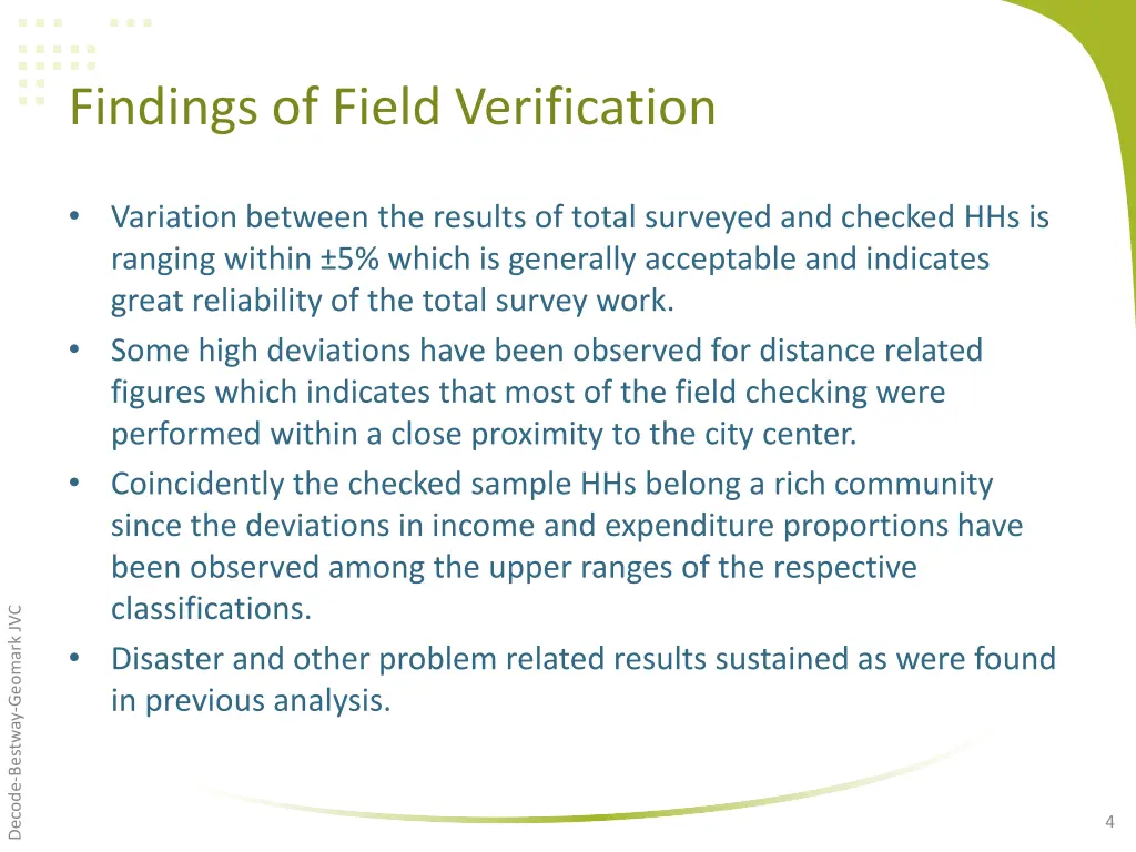 findings of field verification