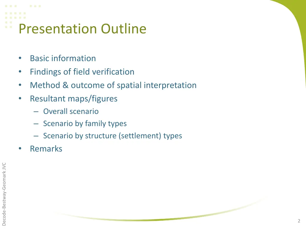 presentation outline