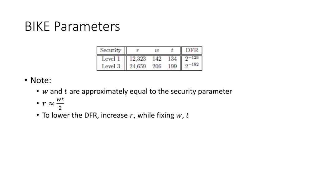 bike parameters