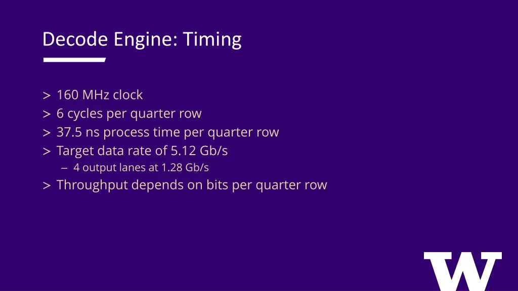 decode engine timing