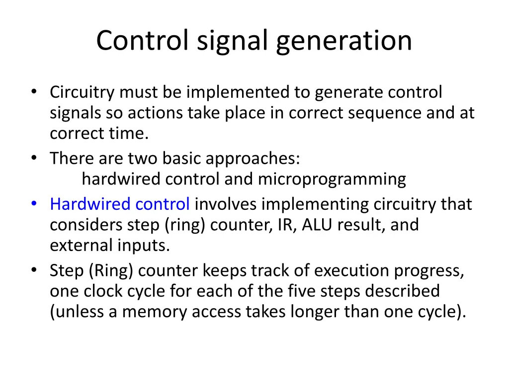 control signal generation