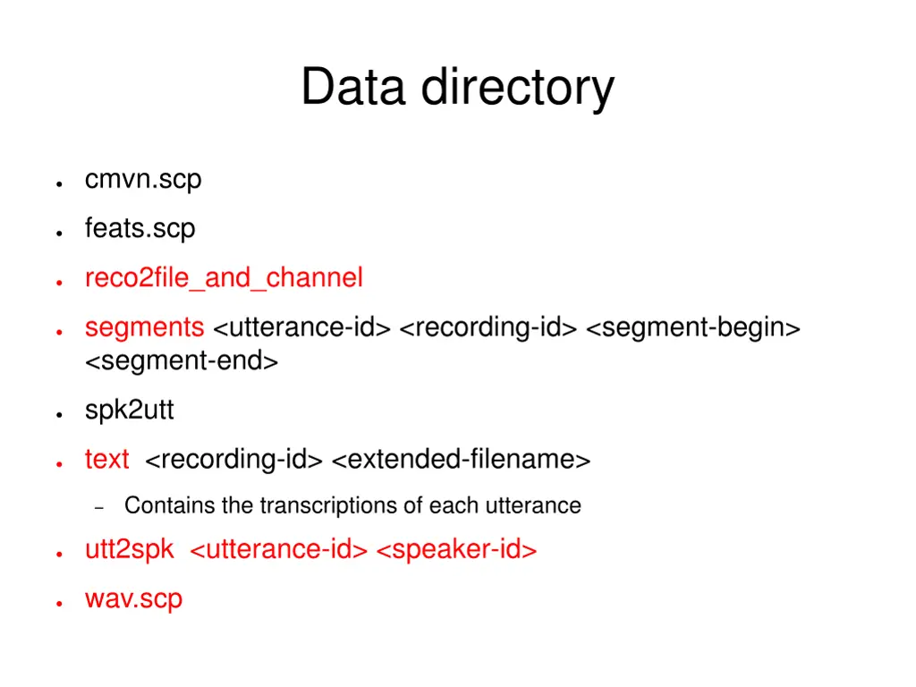 data directory