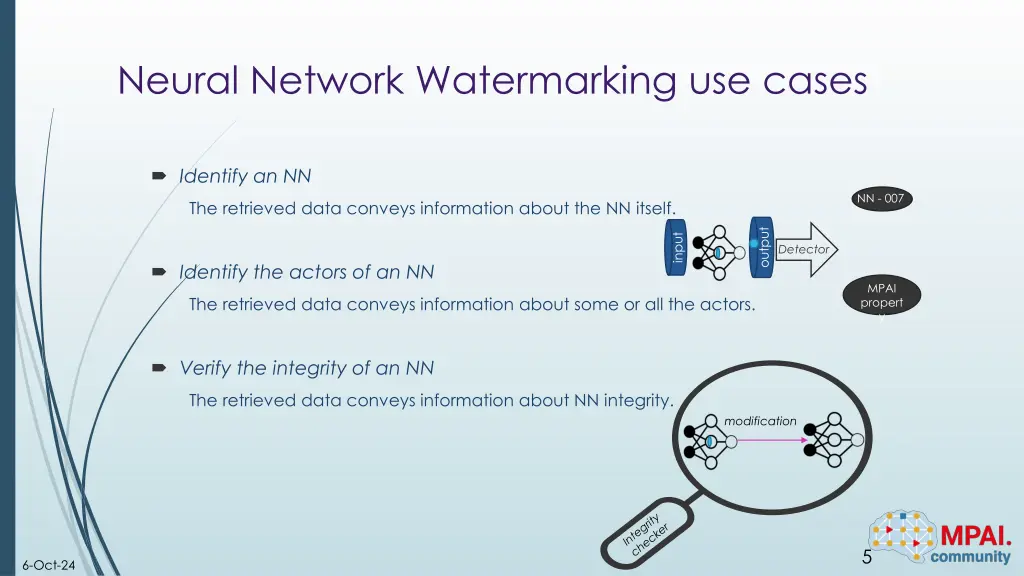 neural network watermarking use cases