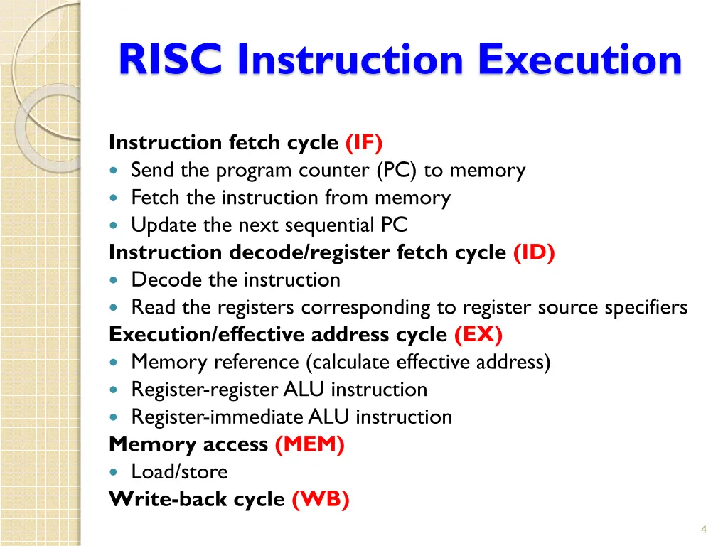 risc instruction execution