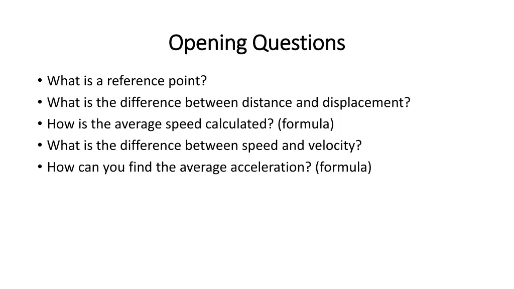 opening questions opening questions