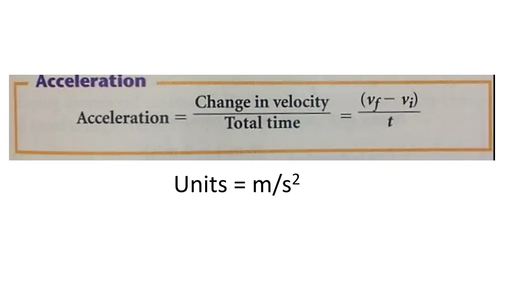 units m s 2