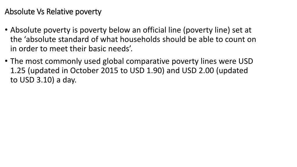 absolute absolute vs vs relative poverty relative