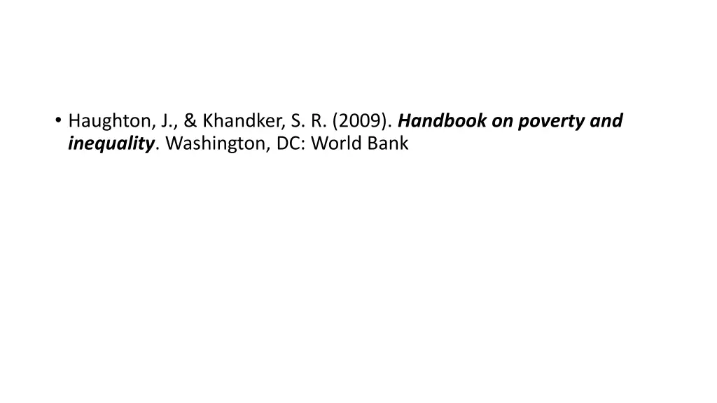 haughton j khandker s r 2009 handbook on poverty